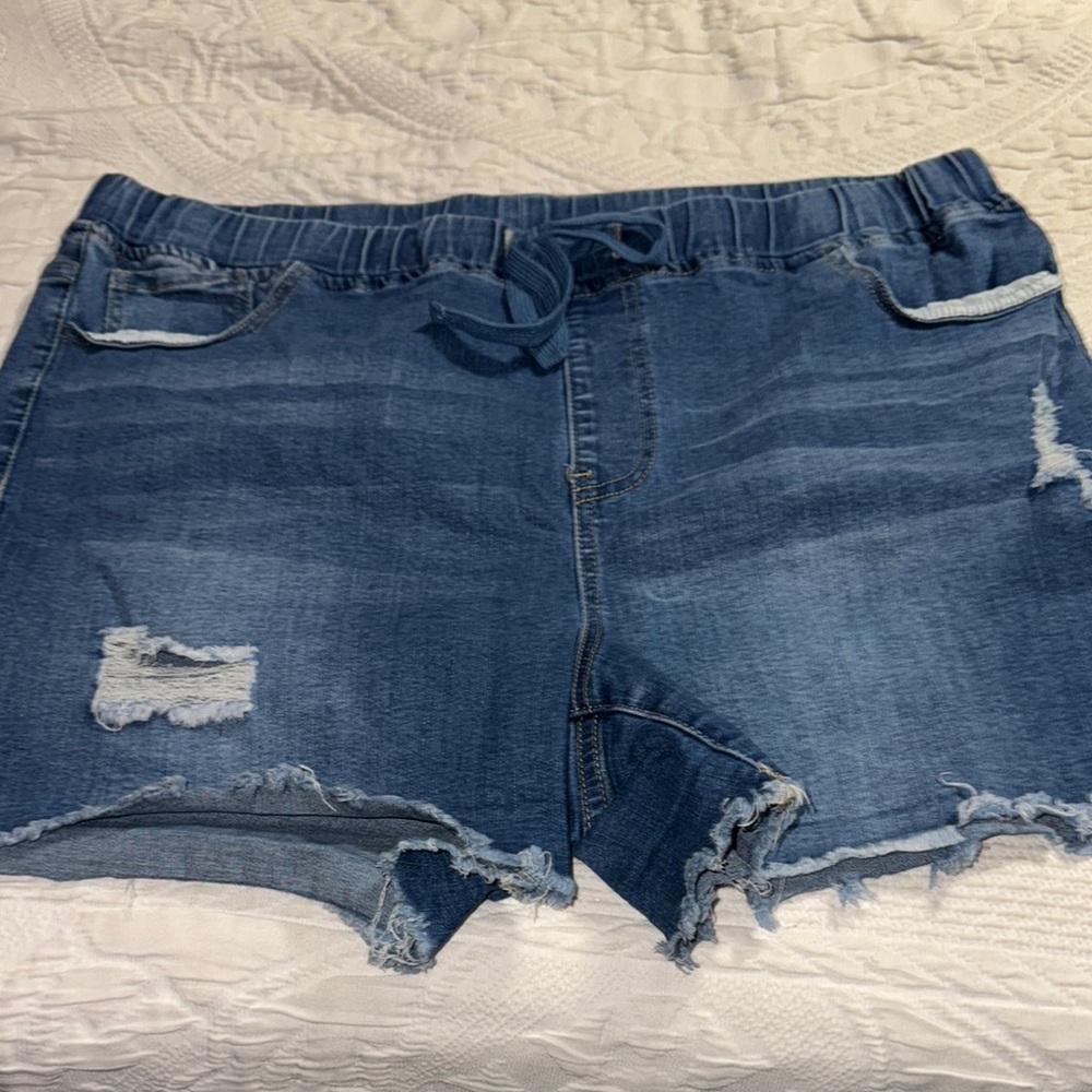 Royalty For Me Blue Jean Shorts Distressed Casual